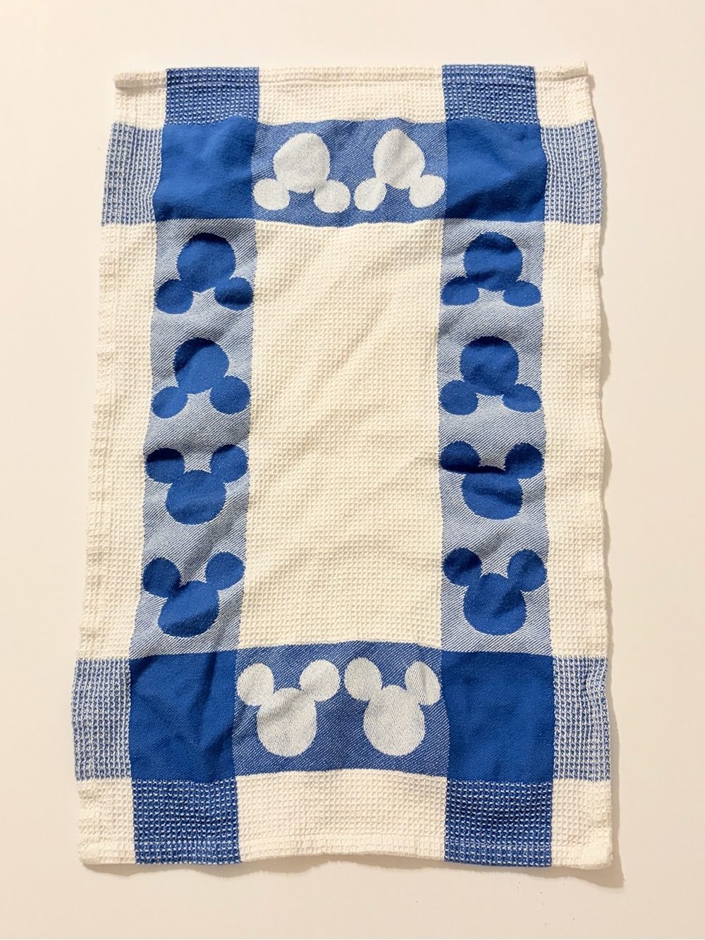 Rare Disney Parks Dish Cloth Hand Towel 100% Cotton Blue White